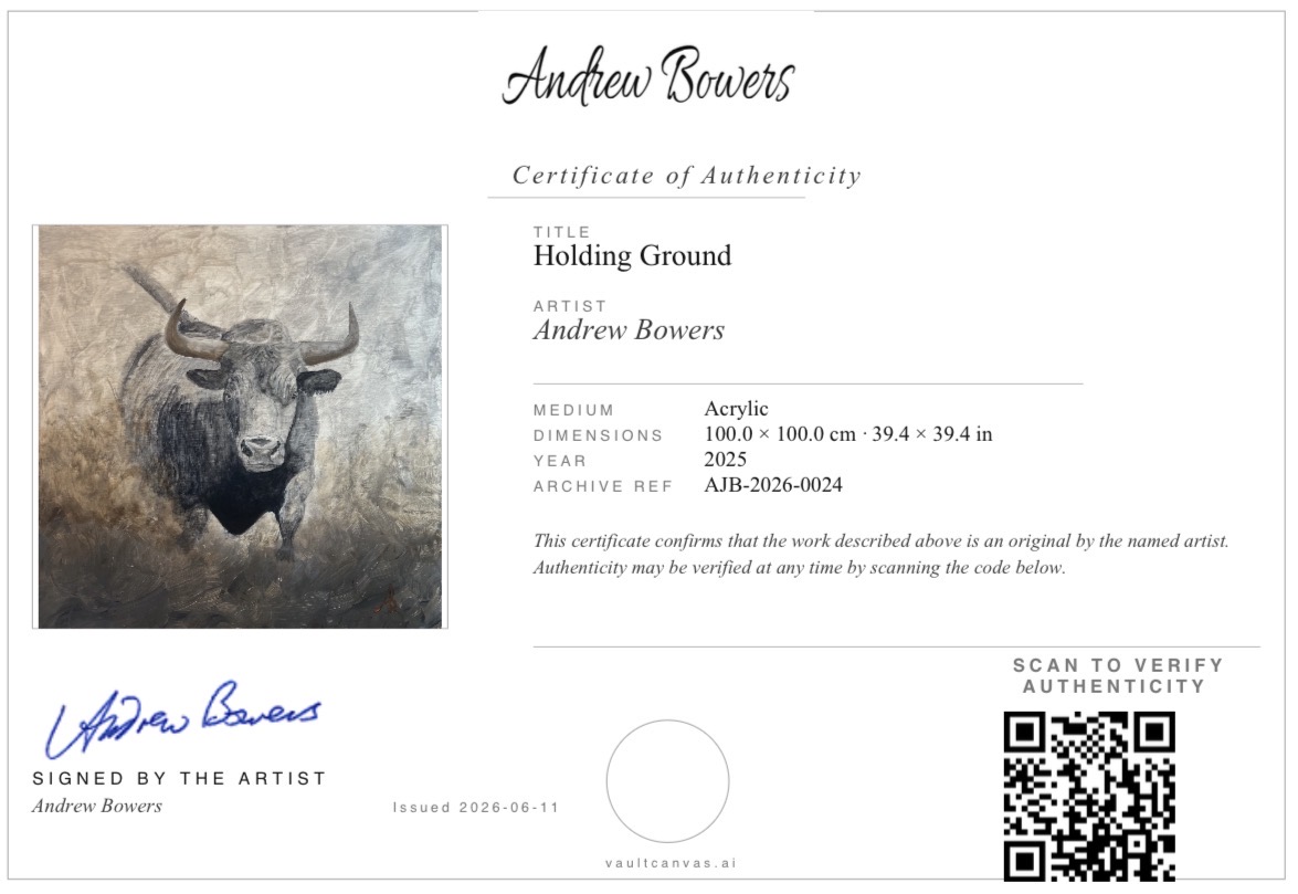 Certificate of Authenticity generated from an artwork record in Vault Canvas